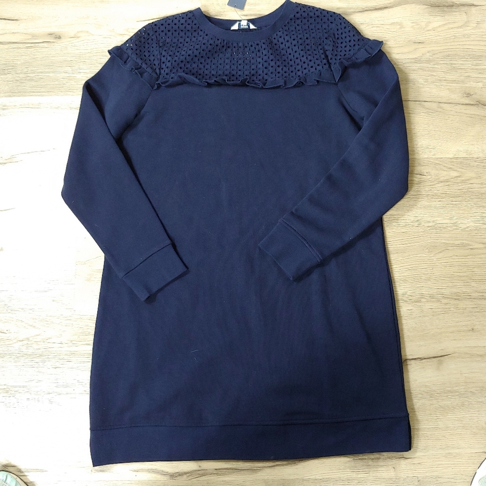 Crown & Ivy sweatshirt tunic top or dress navy blue New Size M